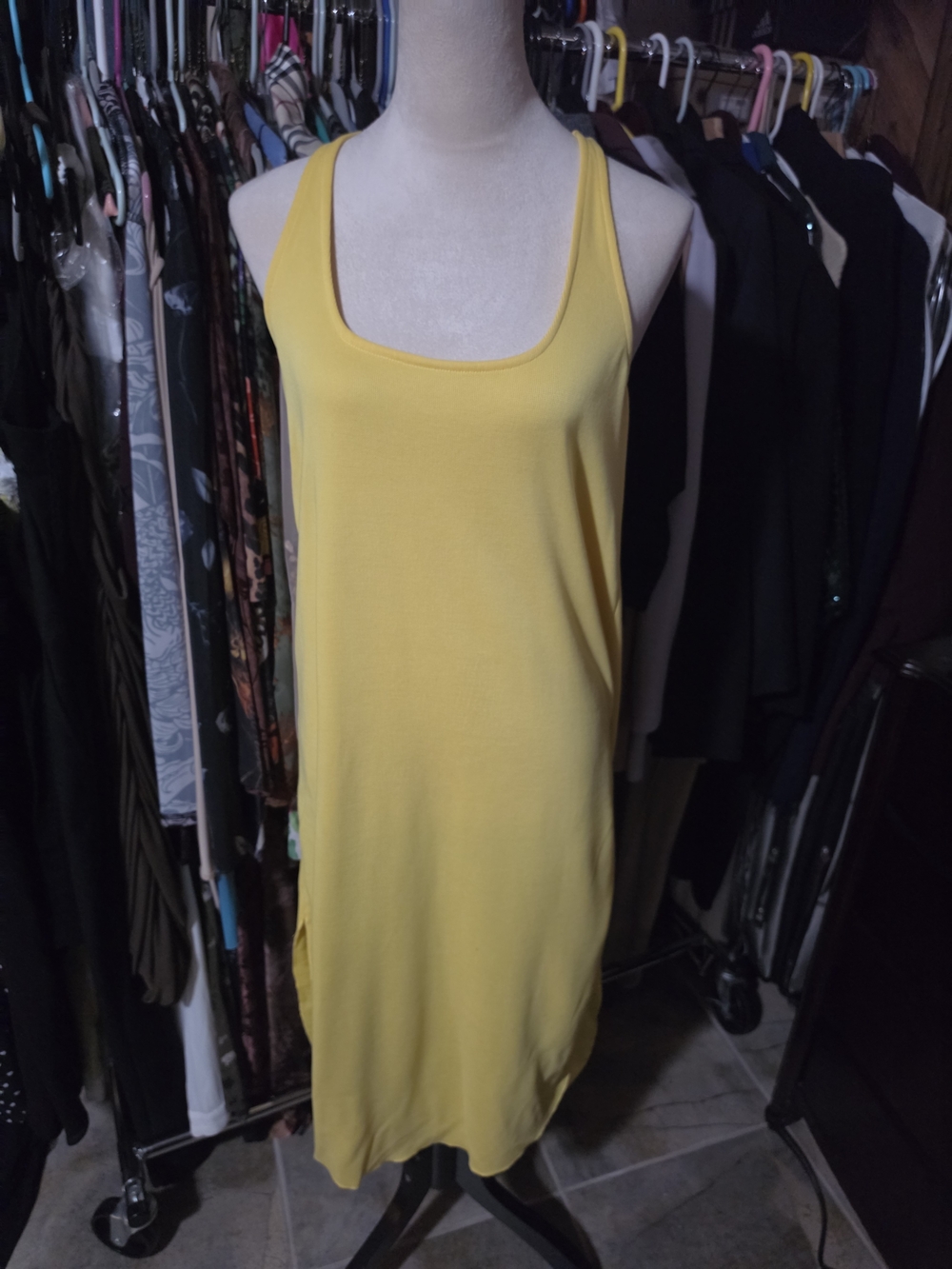 Zara Yellow Sleeveless Midi Tank Dress